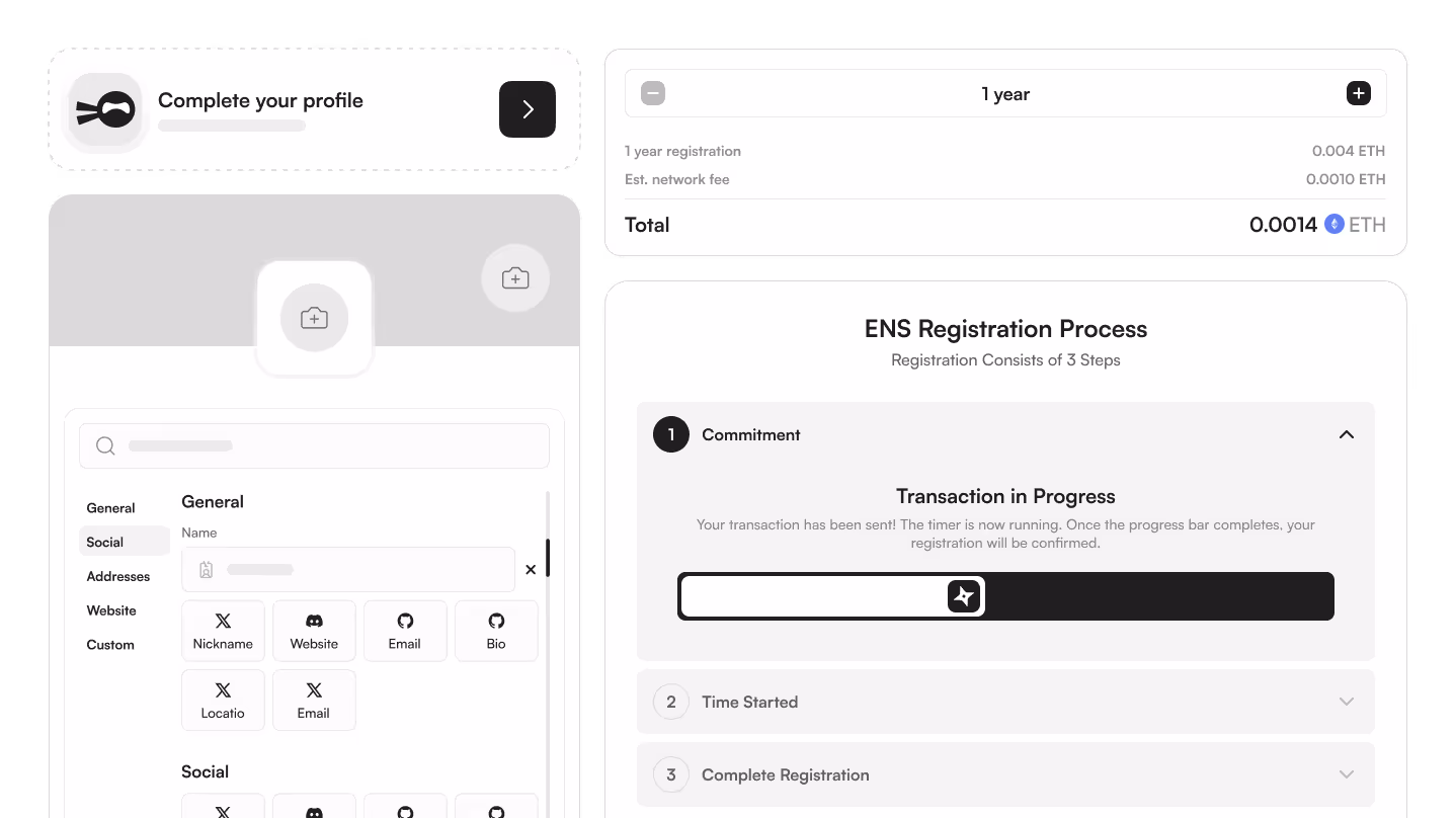 ENS Components — ready-made React components for ENS registrations